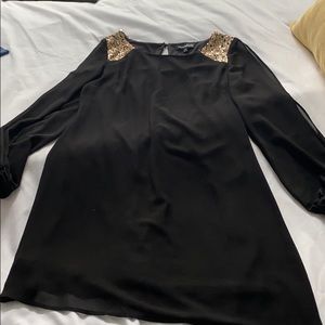 Black Sheer Sleeve Dress with Sequins
